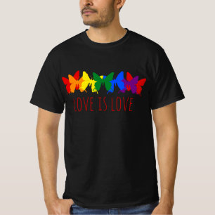 Love Is Love Butterfly Rainbow Black T-Shirt