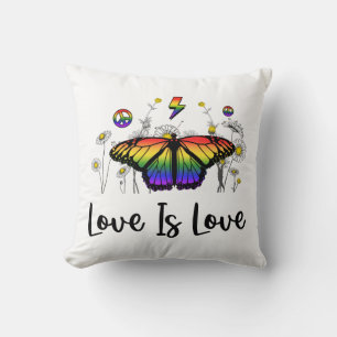 Love Is Love Butterfly Throw Pillow For Couples