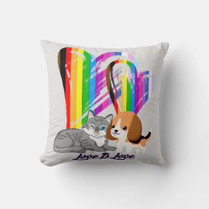 Love Is Love Cat & Dog - LGBTQ+ Pet Owner Cushion