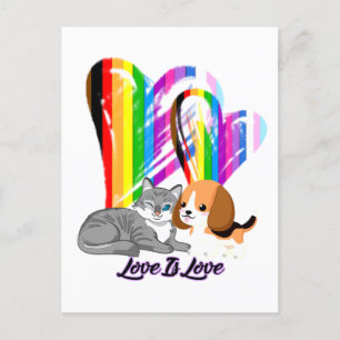 Love Is Love Cat & Dog - LGBTQ+ Pet Owner Postcard