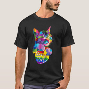 Love Is Love Cat Lgbt Heart Pride T-Shirt