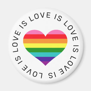 Love is Love Circle Text Rainbow Heart Magnet