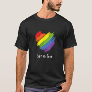 Love is Love Colorful Heart Graphic Rainbow Pride T-Shirt