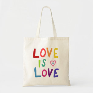 LOVE IS LOVE Colourful Handlettered PRIDE  Tote Bag