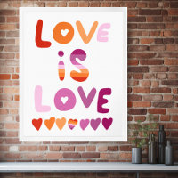 LOVE IS LOVE Colourful Pink Purple Lesbian Pride