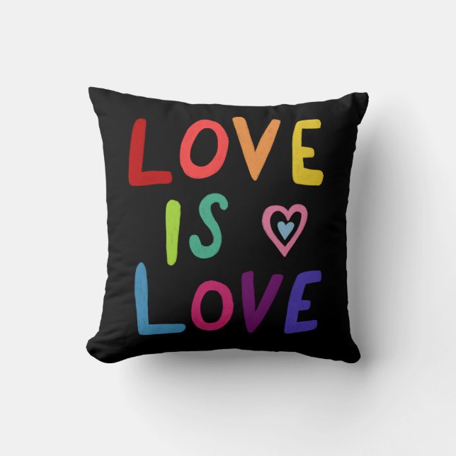 LOVE IS LOVE Colourful Rainbow Pride  Cushion (Front)