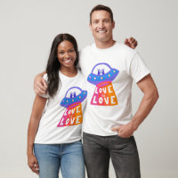 LOVE IS LOVE Colourful UFO Aliens Rainbow Pride