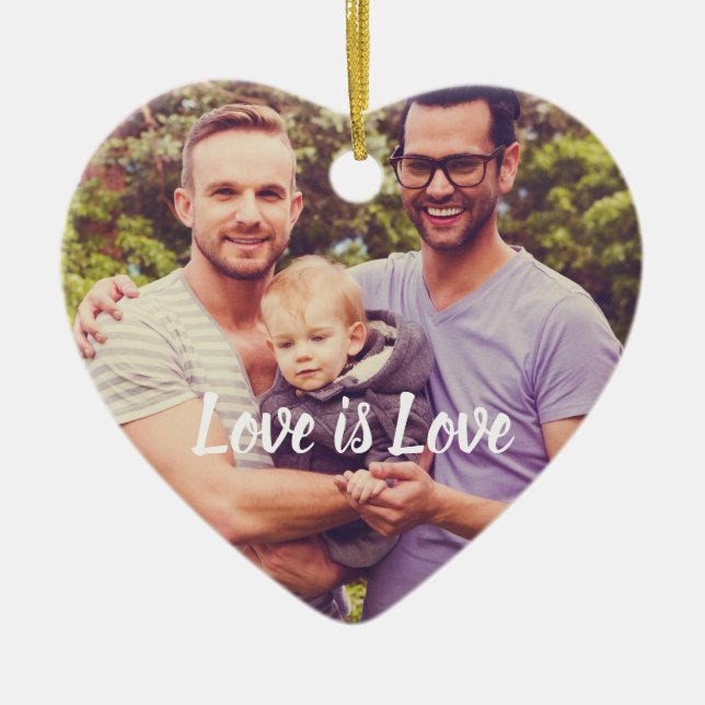 Love is Love Custom Photo Ceramic Tree Decoration (Front)