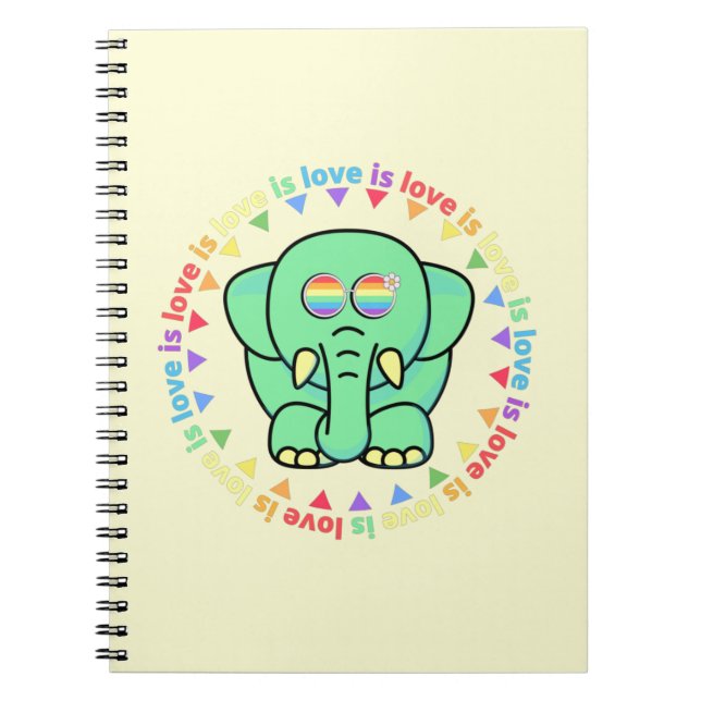 Love is love Cute Elephant LGBTQ Pride Notebook (Front)