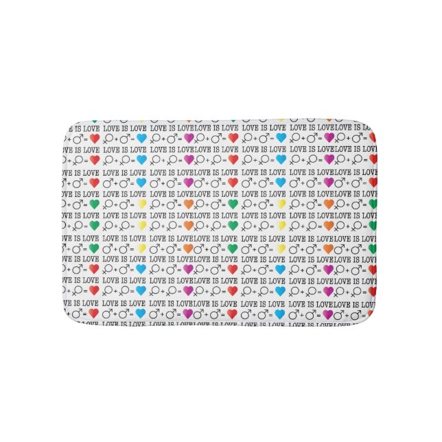 LOVE is LOVE equality quote in rainbow colours Bath Mat (Front)