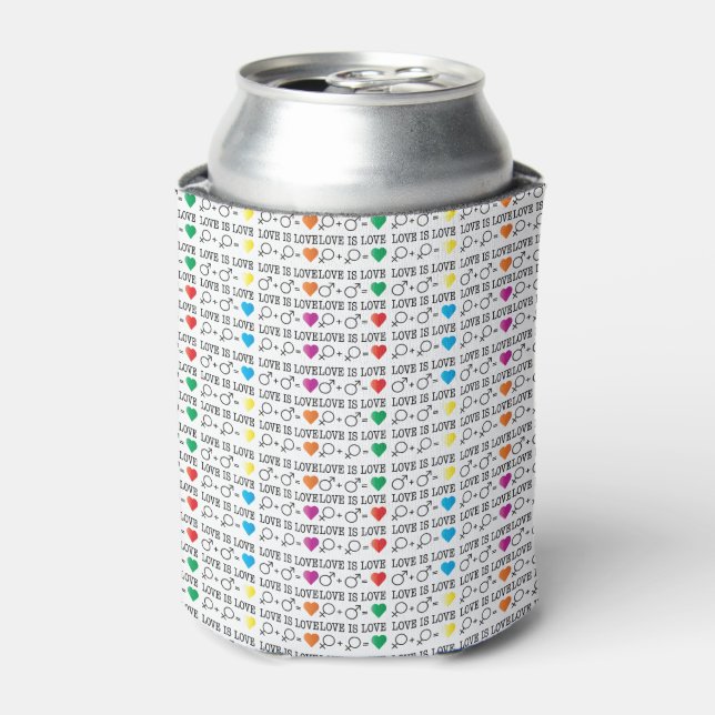LOVE is LOVE equality quote in rainbow colours Can Cooler (Can Front)