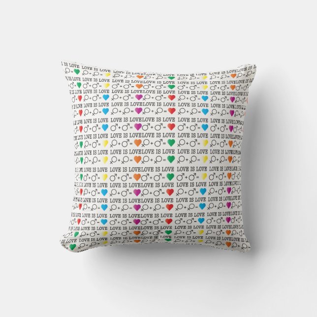 LOVE is LOVE equality quote in rainbow colours Cushion (Front)