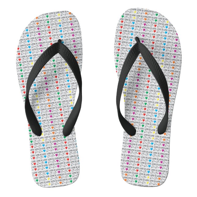 LOVE is LOVE equality quote in rainbow colours Flip Flops (Footbed)