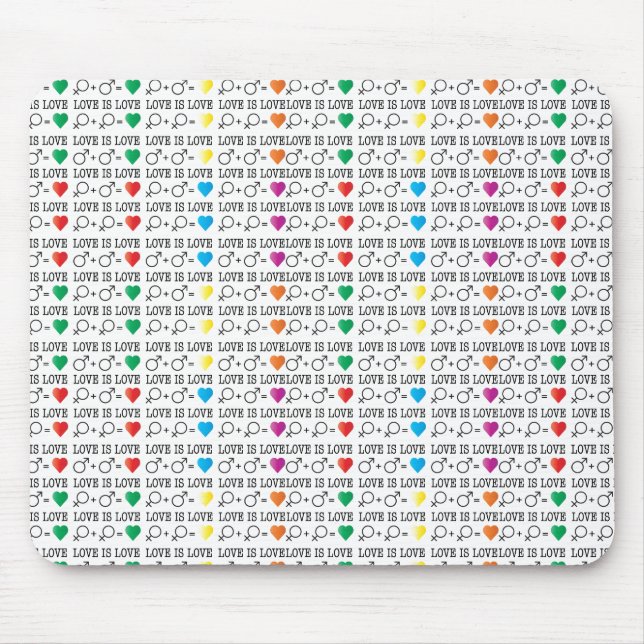 LOVE is LOVE equality quote in rainbow colours Mouse Mat (Front)