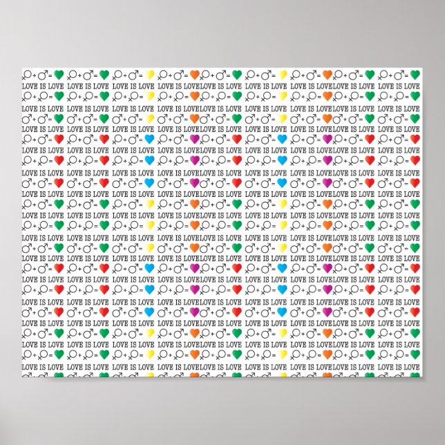 LOVE is LOVE equality quote in rainbow colours Poster (Front)
