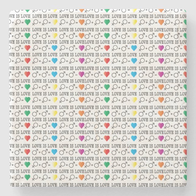 LOVE is LOVE equality quote in rainbow colours Stone Coaster (Front)