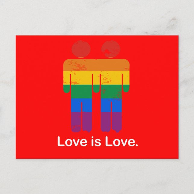 LOVE IS LOVE GAY COUPLE POSTCARD (Front)