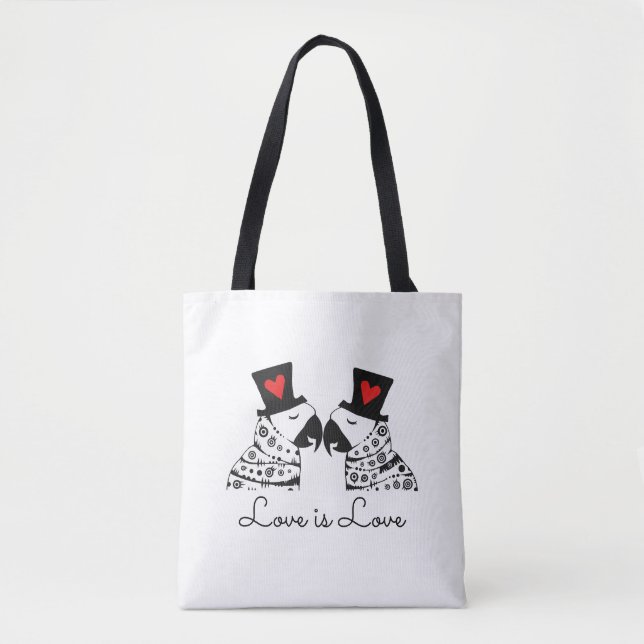 Love Is Love Gay Parrots Tote Bag (Front)