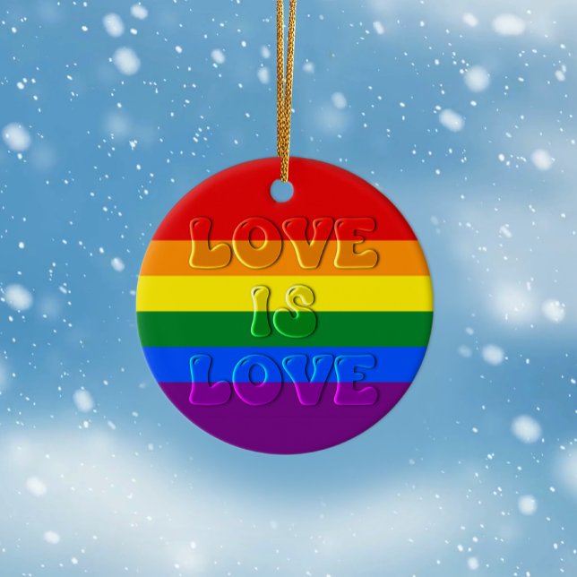 Love is Love Gay Pride Ceramic Tree Decoration (Creator Uploaded)