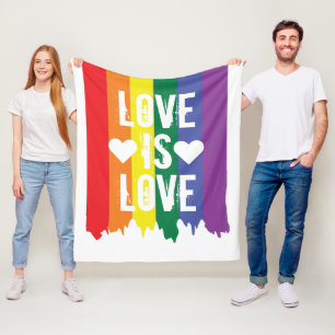 Love is Love Gay Pride LGBT Rainbow Fleece Blanket