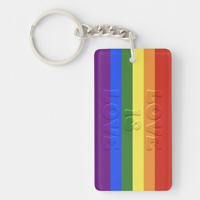 Love is Love Gay Pride Personalised Key Ring (Front)