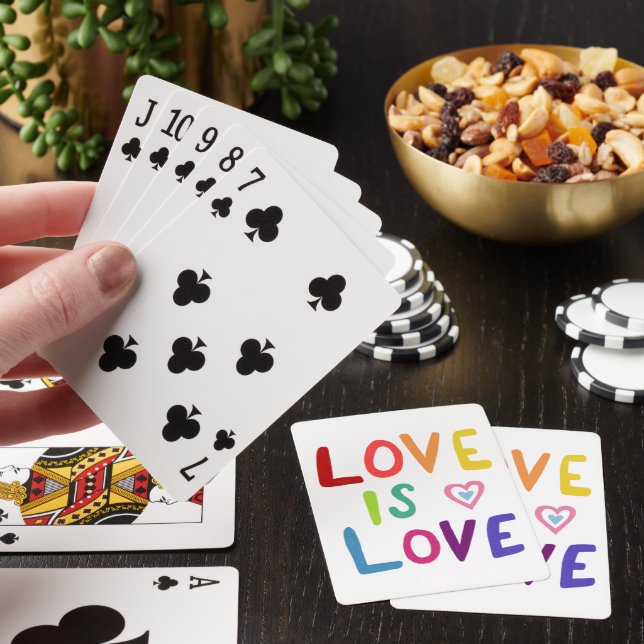 LOVE IS LOVE Handletter Rainbow Pride Colourful Fu Playing Cards (In Situ)