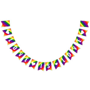 Love is Love Heart Rainbow Stripe Bunting