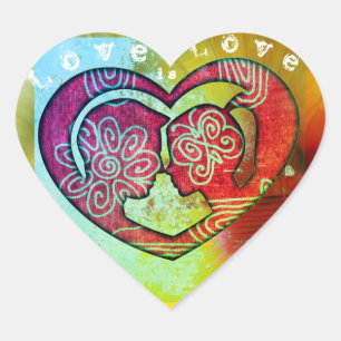 Love Is Love heart shaped stickers for couples