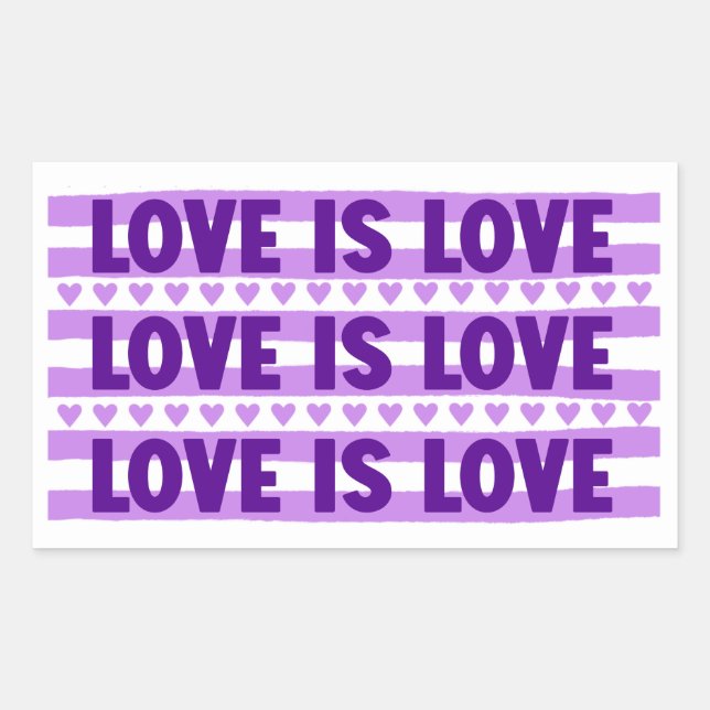Love is Love in Purple Rectangular Sticker (Front)