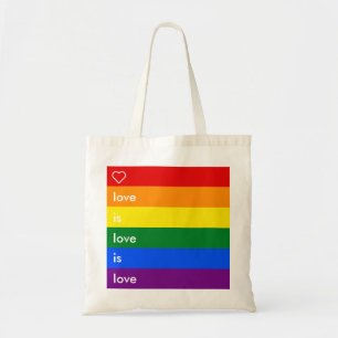 Love Is Love Is Love LGBT Gay Pride Rainbow Flag Tote Bag