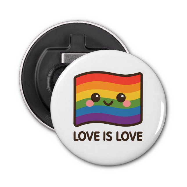 Love is Love – Kawaii Rainbow Design Bottle Opener (Front)