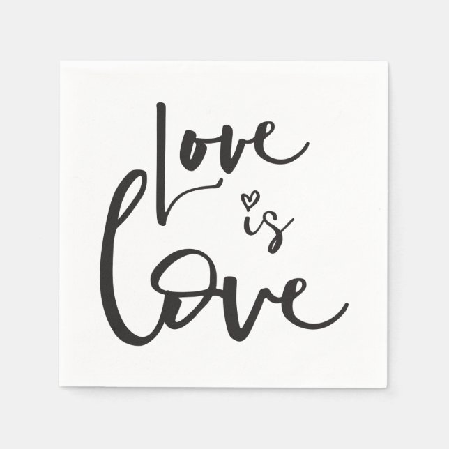 LOVE IS LOVE LBGT black hand lettered typography Napkin (Front)