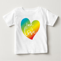 LOVE IS LOVE LBGT rainbow heart white lettering