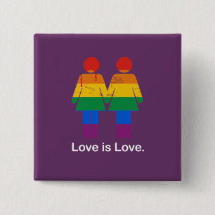 LOVE IS LOVE LESBIAN COUPLE -.png 15 Cm Square Badge