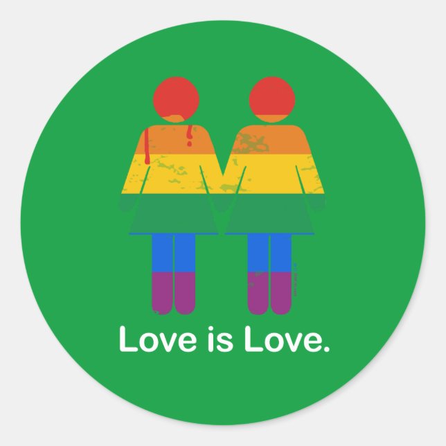 LOVE IS LOVE LESBIAN COUPLE -.png Classic Round Sticker (Front)