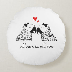 Love Is Love Lesbian Parrots Round Cushion
