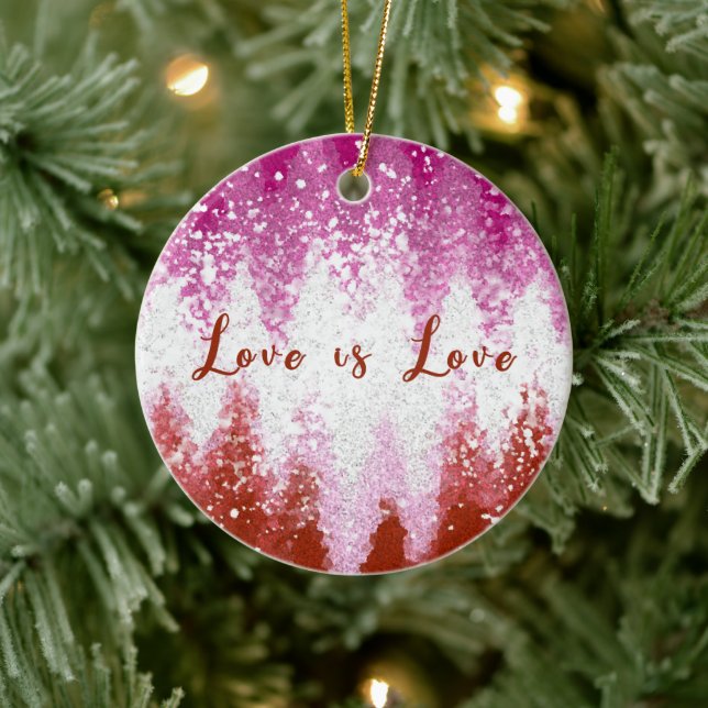 Love is Love Lesbian Pride Flag Colours LGBT Ceramic Tree Decoration (Tree)