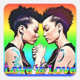 Love is Love Lesbian Pride Square Sticker