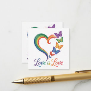 Love Is Love LGBT Butterfly Heart Rainbow Enclosure Card
