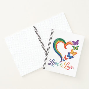 Love Is Love LGBT Butterfly Heart Rainbow Notebook