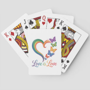 Love Is Love LGBT Butterfly Heart Rainbow Playing Cards