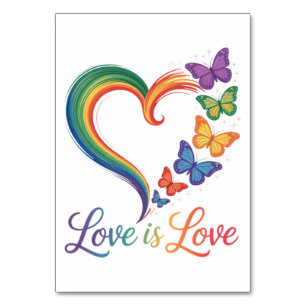 love is love lgbt butterfly heart rainbow table number