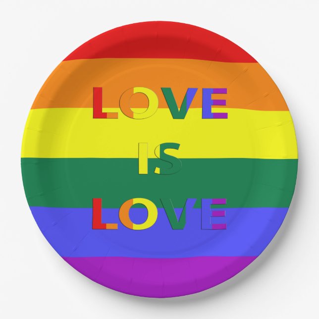 Love is Love LGBT Pride Paper Plate (Front)