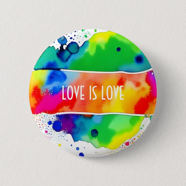 Love Is Love LGBT Pride Rainbow 6 Cm Round Badge (Front)