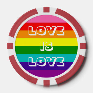Love is Love LGBT Pride Rainbow Flag Custom Text Poker Chips