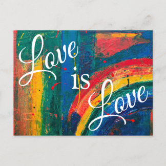 Love is Love LGBT+ Pride Rainbow Postcard