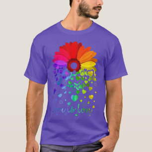 Love Is Love Lgbt Rainbow Love Daisy Gay Lesbian P T-Shirt