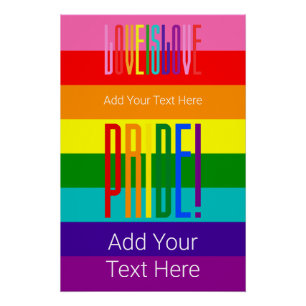 Love is Love LGBTQ Rainbow Flag Gay Pride Poster