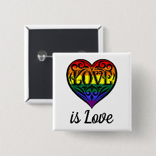 Love Is Love LGBTQ Rainbow Heart 15 Cm Square Badge