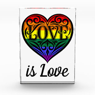 Love Is Love LGBTQ Rainbow Heart Photo Block